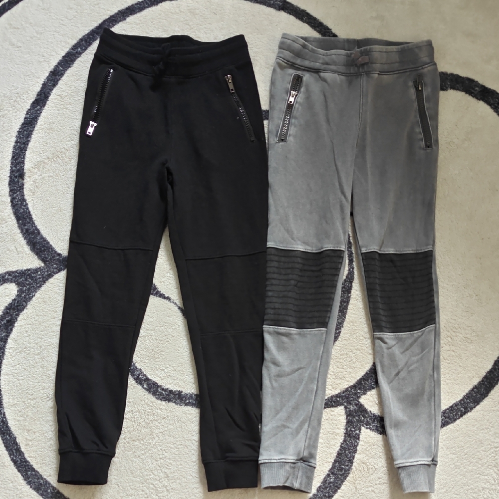 H&M Kids Black and Gray Joggers with Zipper Details